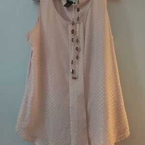 Ann Taylor Factory Light Pink Polka Dot Tank Top